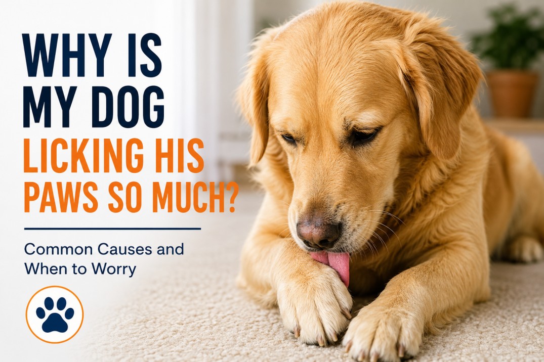 Dog licking paws excessively due to allergies or irritation