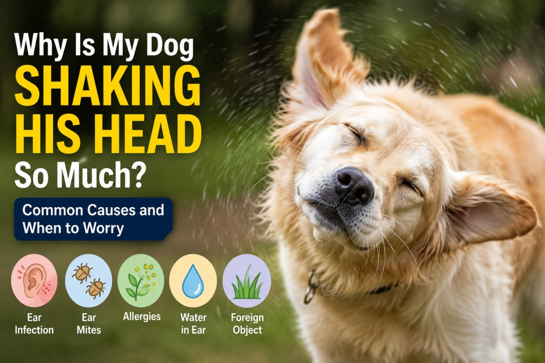 Dog shaking his head repeatedly due to ear irritation or infection