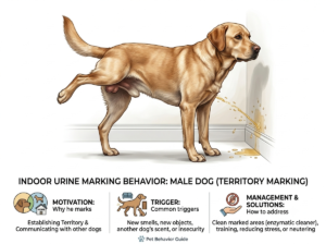 Male dog urine marking inside the house